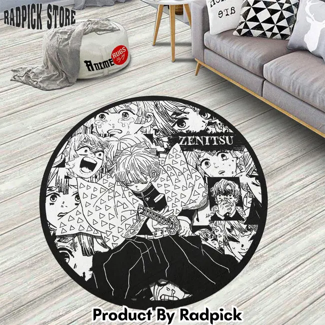 Zenitsu agatsuma manga round rug custom demon slayer anime circle carpet  rp0002947